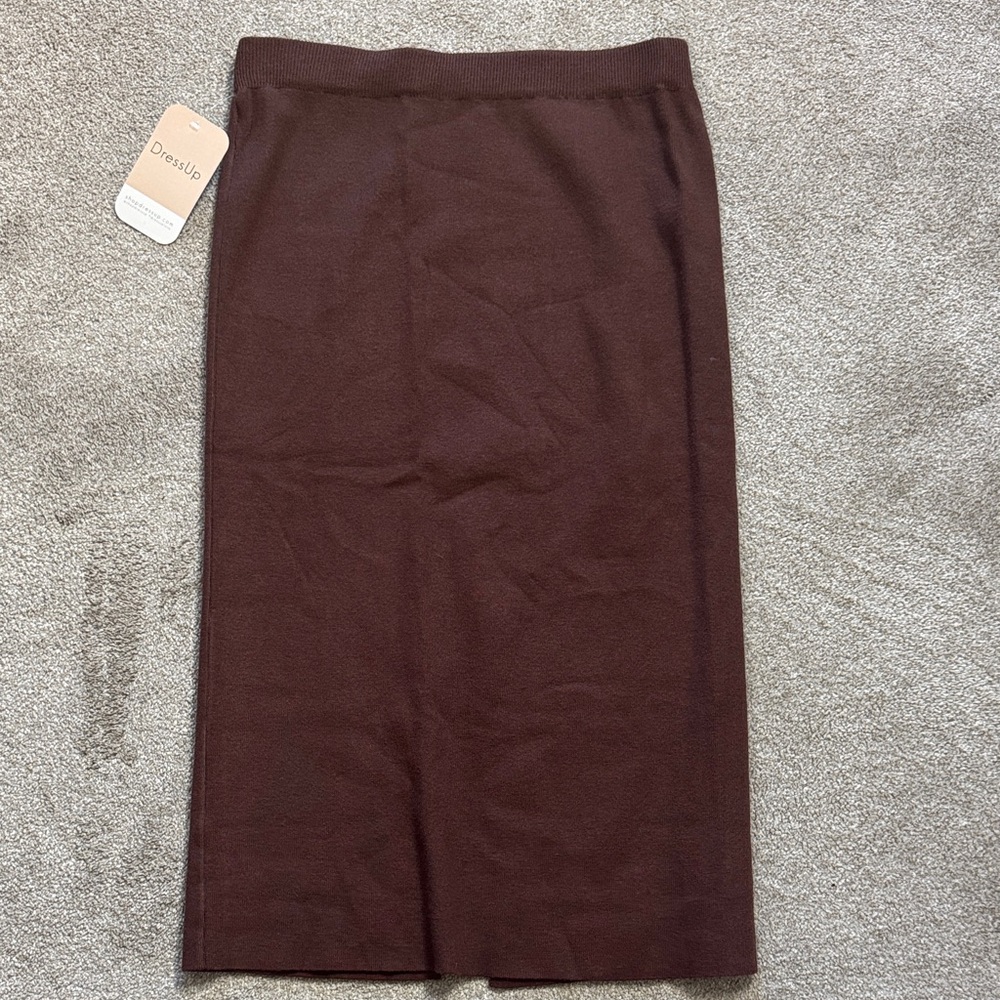 Elegant Brown Pencil Skirt by Double D